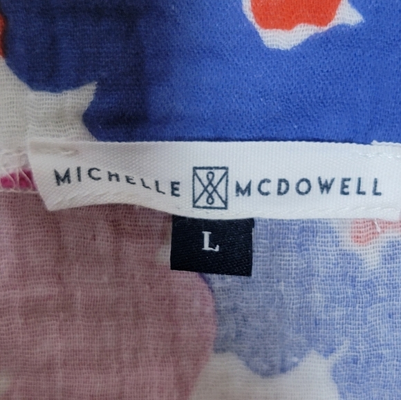 Michelle McDowell | Colorful Floral Gauze Short Sleeve Top Size Large - Picture 4 of 5